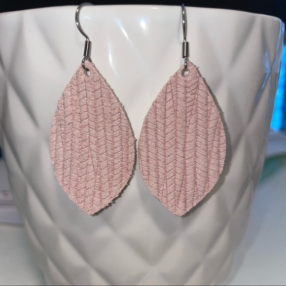 Jewelry - Blush Pink Leather Earrings